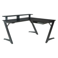 OSP Home Furnishings AVA25-BLK Avatar Battlestation L-Shape Gaming Desk with Carbon Top and Matte Black Legs